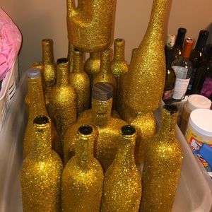 Gold glitter bottles